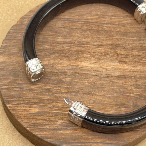Jay King Bracelet Opal Mosaic Inlay Black Agate Micro Hinged Bangle Sterling 7.5 - Picture 9 of 10